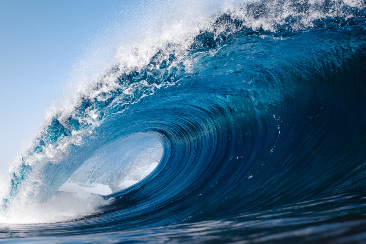 Heavy wave breaking on a beach