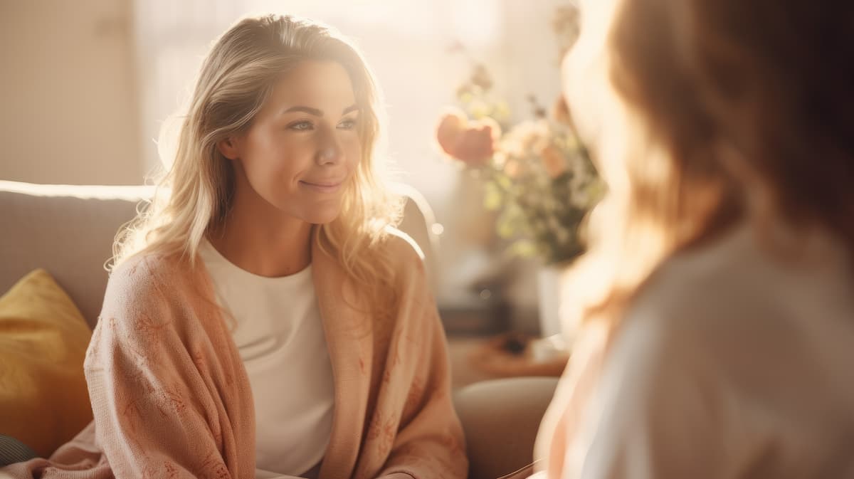 psychologist talking to a client during a session